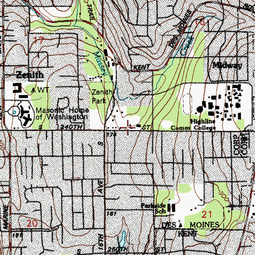 Topographic Map of Greenacres Learning Center, WA