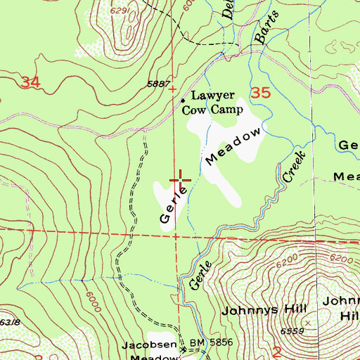 Topographic Map of Gerle Meadow, CA