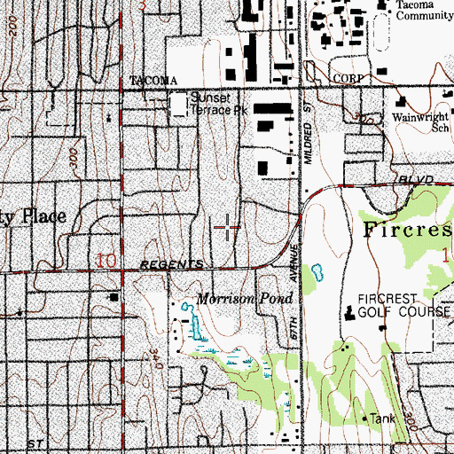 Topographic Map of Achievement Center Preschool Daycare Center, WA