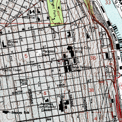 Topographic Map of Bates Early Childhood Learning Center, WA