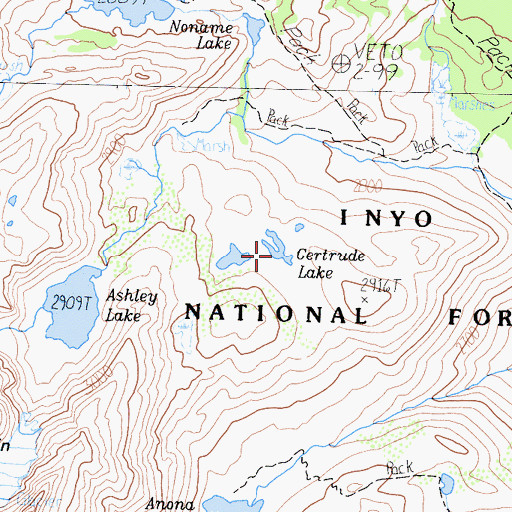 Topographic Map of Gertrude Lake, CA