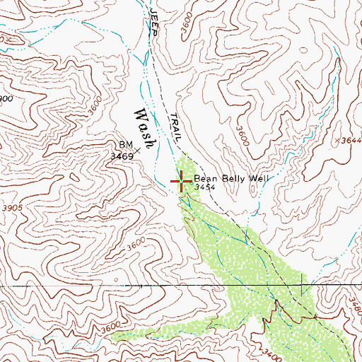 Topographic Map of Bean Belly Well, AZ