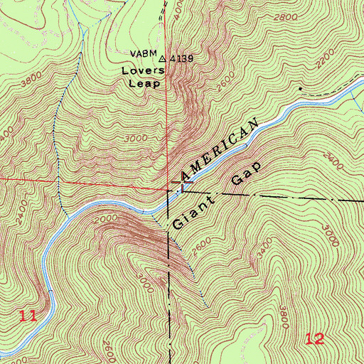 Topographic Map of Giant Gap, CA