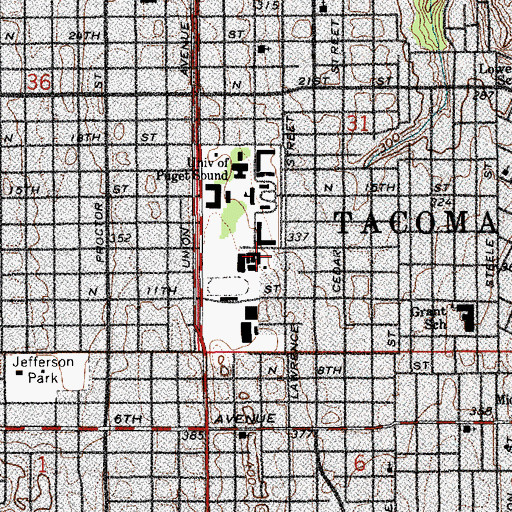 Topographic Map of University of Puget Sound Human Resources Office, WA