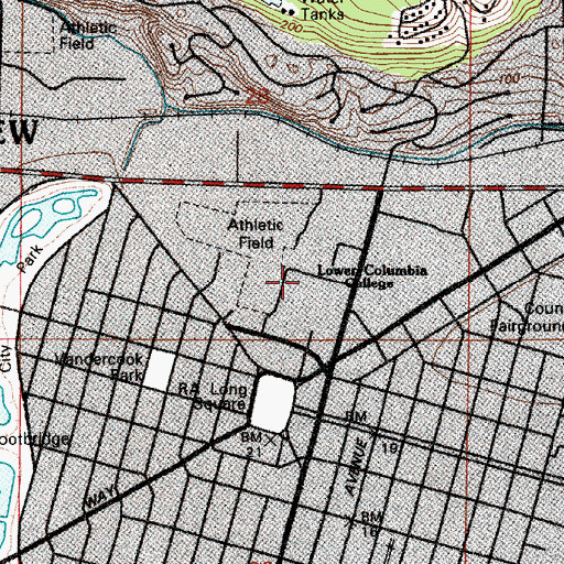 Topographic Map of Lower Columbia College Steam Plant, WA