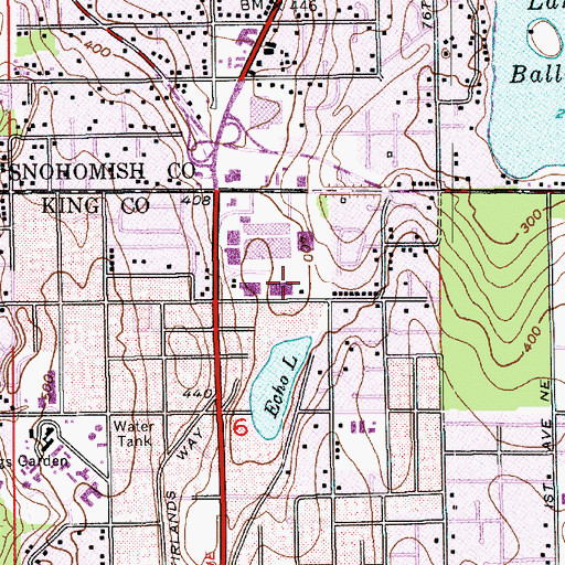 Topographic Map of Aurora Village Transit Center, WA