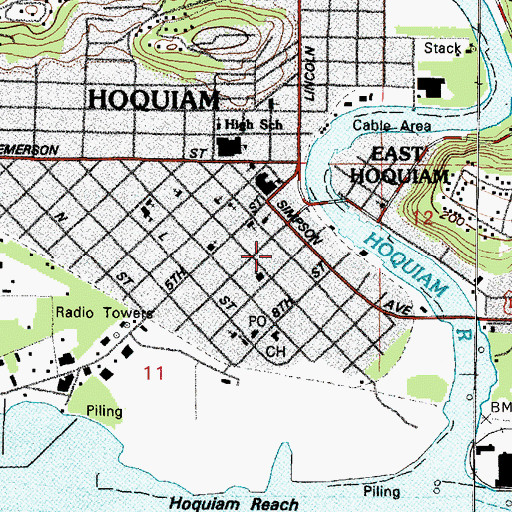 Topographic Map of Hoquiam Transit Station, WA