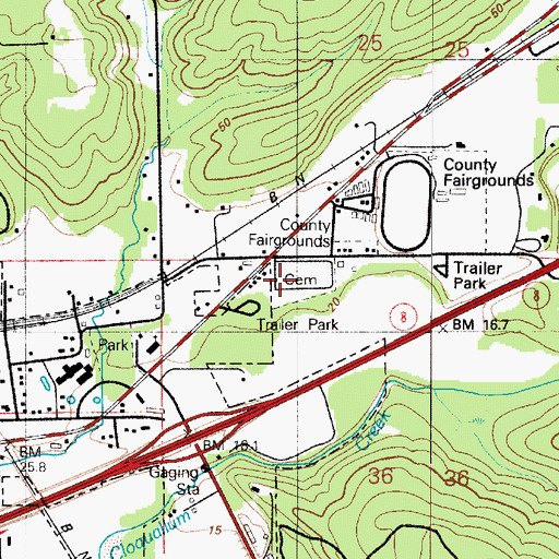 Topographic Map of Oddfellow Cemetery, WA