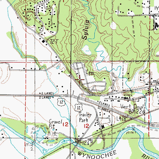 Topographic Map of Wynooche Cemetery, WA