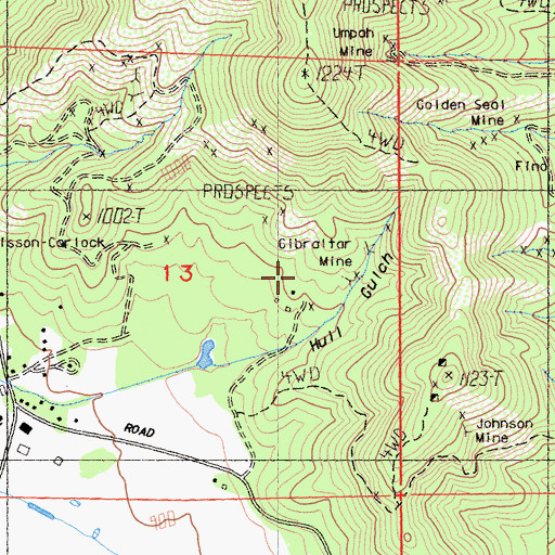 Topographic Map of Gibraltar Mine, CA