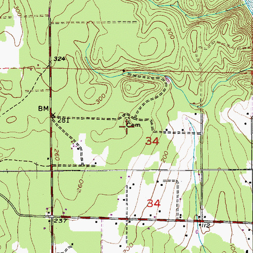Topographic Map of Eglon Cemetery, WA