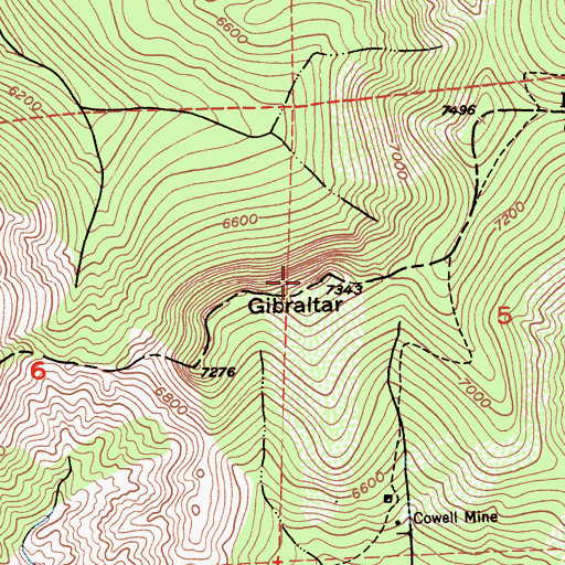 Topographic Map of Gibraltar, CA