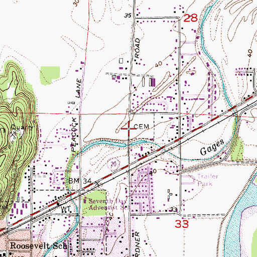 Topographic Map of Green Hills Memorial Cemetery, WA