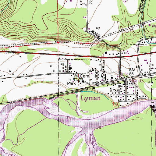 Topographic Map of Lyman Cemetery, WA
