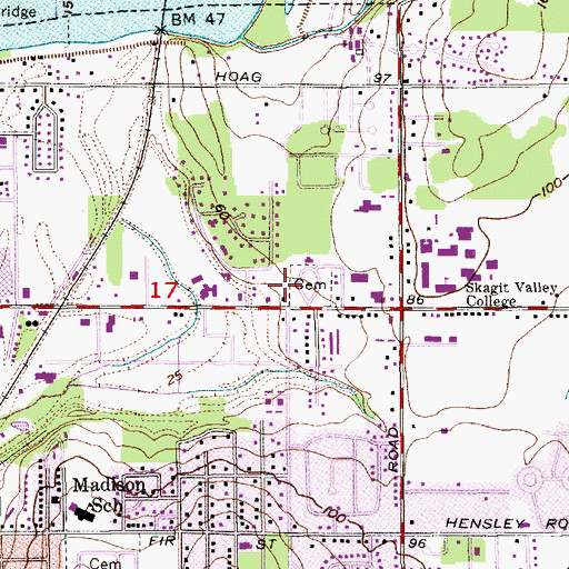 Topographic Map of Hawthorne Memorial Park, WA