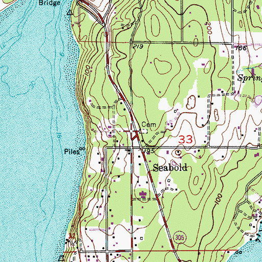 Topographic Map of Seabold Cemetery, WA