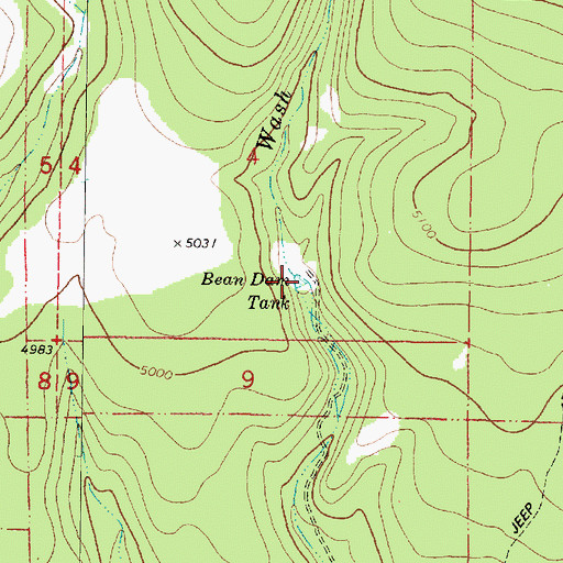 Topographic Map of Bean Dam Tank, AZ