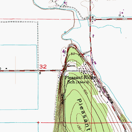 Topographic Map of Pleasant Ridge Cemetery, WA