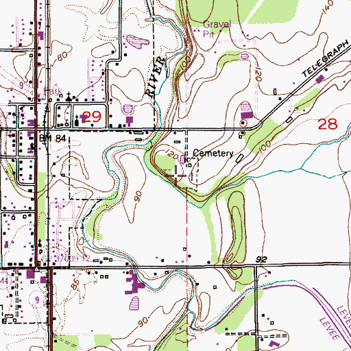 Topographic Map of Nooksack Cemetery, WA