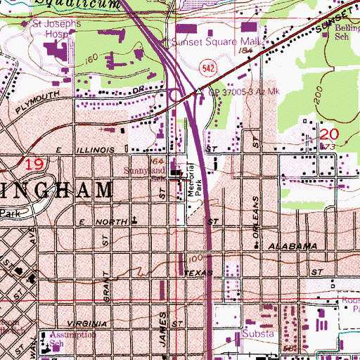 Topographic Map of Memorial Park, WA