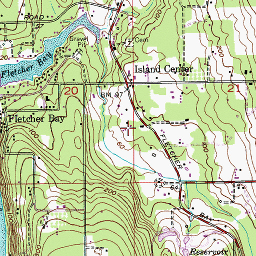 Topographic Map of Island Center Park Community Hall, WA