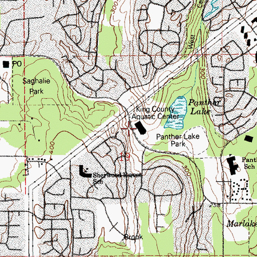 Topographic Map of Weyerhaeuser Aquatic Center, WA