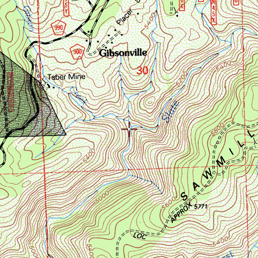 Topographic Map of Gibson Creek, CA