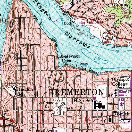Topographic Map of Port Washington Marina, WA