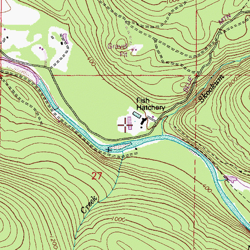 Topographic Map of Lummi Indian Business Council Skookum Creek Fish Hatchery, WA