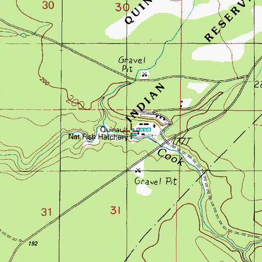 Topographic Map of US Fish and Wildlife Service Quinault National Fish Hatchery, WA