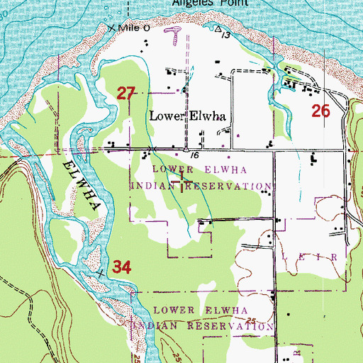 Topographic Map of Point No Point Treaty Council Lower Elwha Klallam Tribal Hatchery, WA