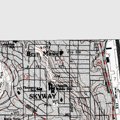 Topographic Map of Bryn Mawr Greenwood Greenhouses, WA