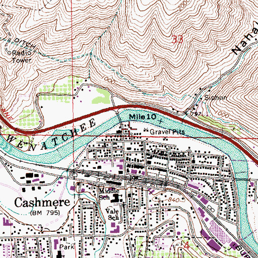 Topographic Map of Cashmere Landfill, WA