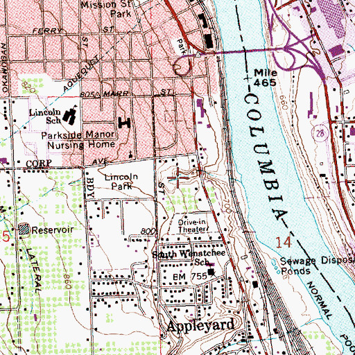 Topographic Map of South Wenatchee Avenue Landfill, WA