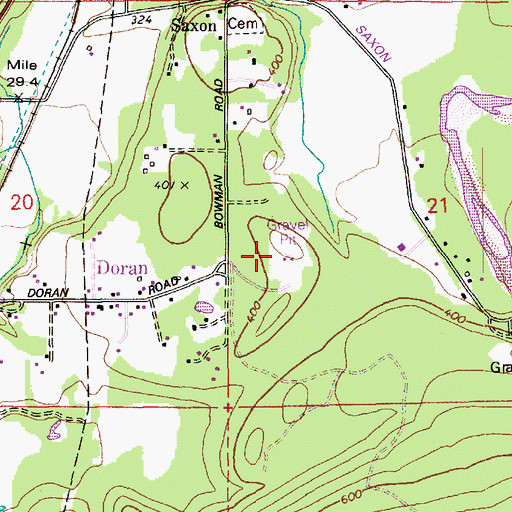 Topographic Map of Saxon Quarry, WA