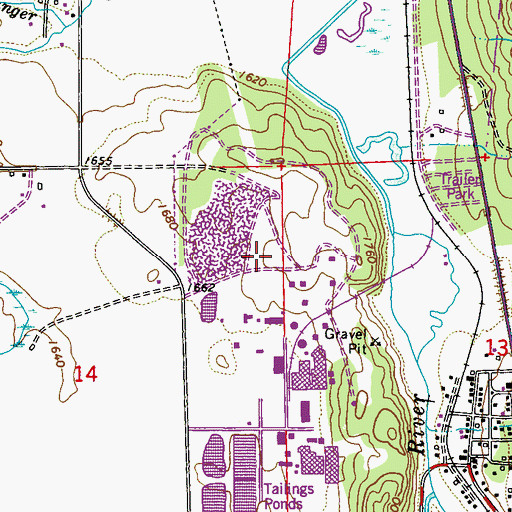 Topographic Map of Addy Dolomite Quarry, WA