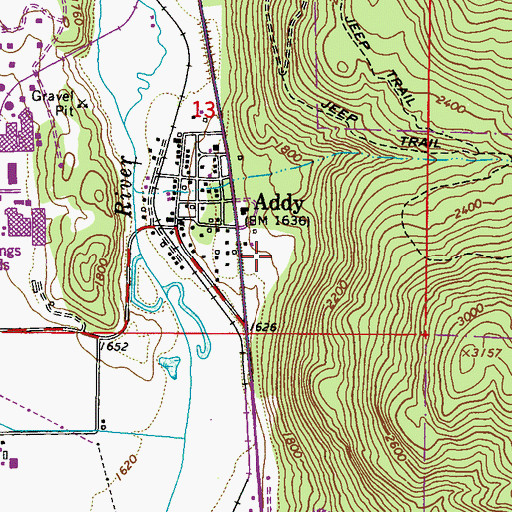 Topographic Map of Addy Pit, WA