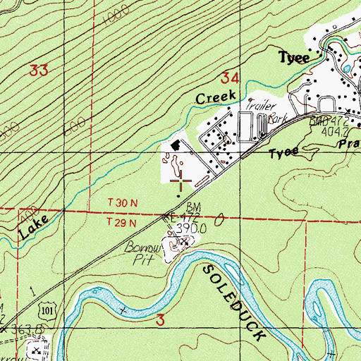 Topographic Map of Beaver Sand and Gravel Quarry, WA