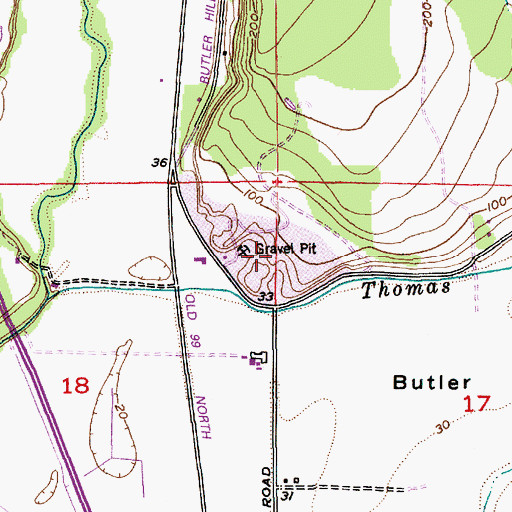 Topographic Map of Butler Pit, WA