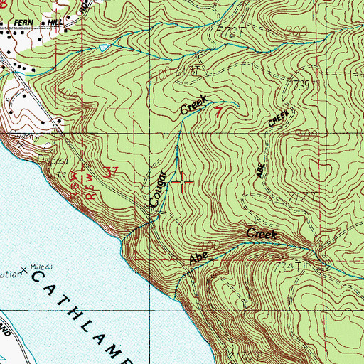 Topographic Map of Abe Creek Quarry, WA