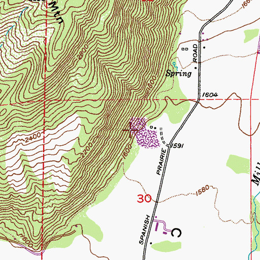 Topographic Map of Spanish Prairie Quarry, WA