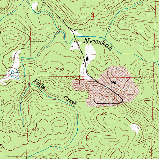Topographic Map of Newskah Quarry, WA