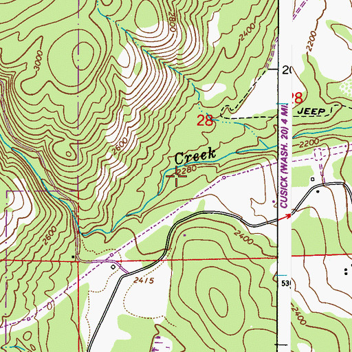 Topographic Map of Danforth Quarry, WA