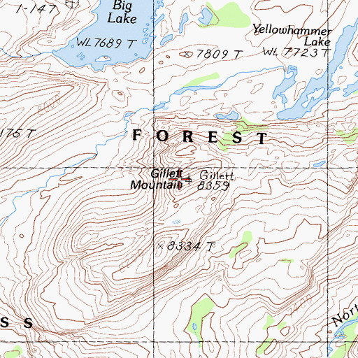 Topographic Map of Gillett Mountain, CA