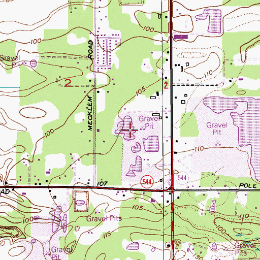 Topographic Map of Pole Road Quarry, WA