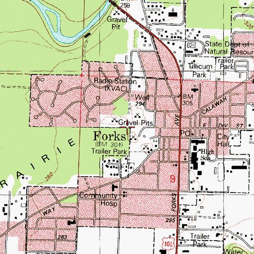 Topographic Map of Campbell Quarry, WA