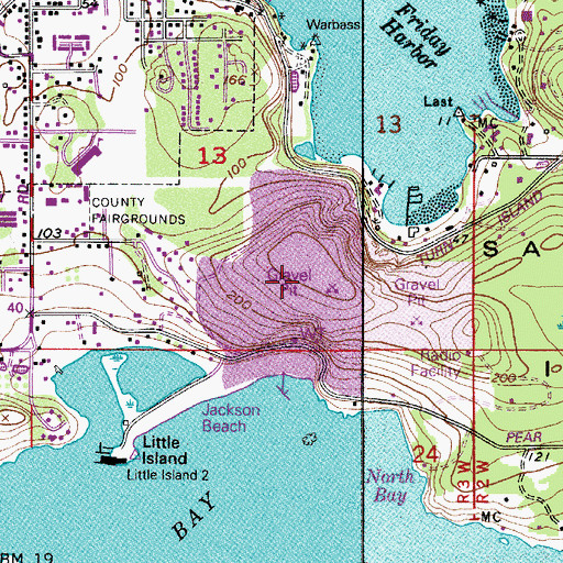 Topographic Map of Friday Harbor Quarry, WA
