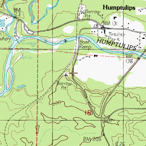 Topographic Map of Humptulips Gravel Quarry, WA