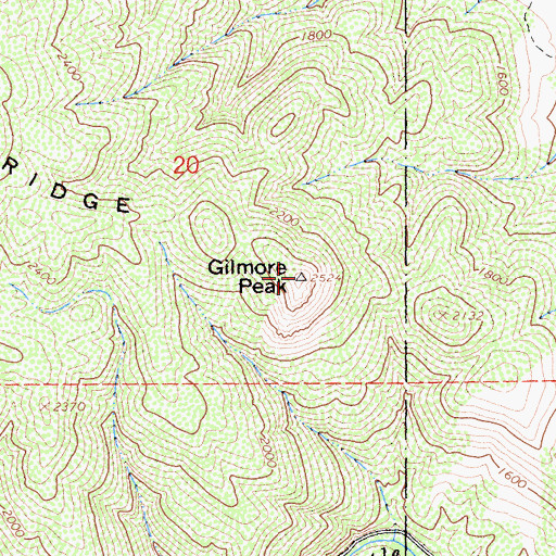 Topographic Map of Gilmore Peak, CA