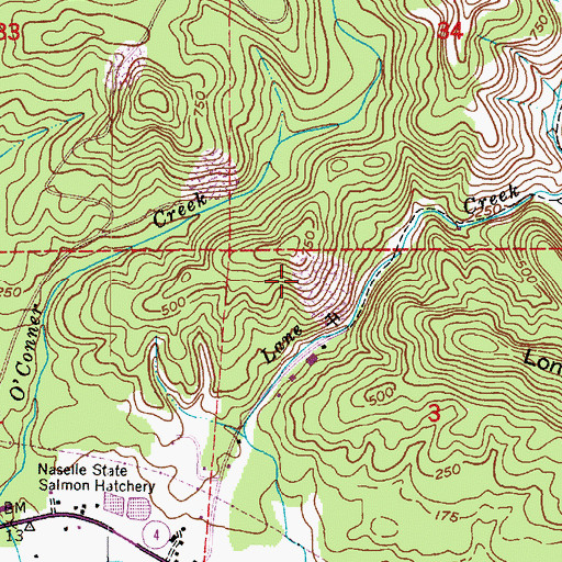 Topographic Map of Naselle Quarry, WA